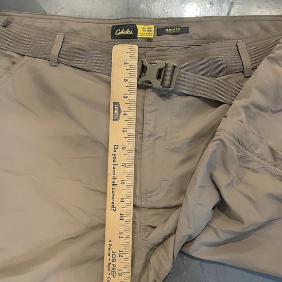 Cabela’s Convertible Cargo Pants Men 42x30 Belted Classic Fit Ankle Zip Tan - Picture 7 of 9
